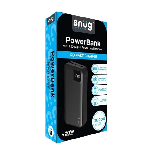 Snug 20000mAh Square Digital PD Powerbank - Black - Image 4