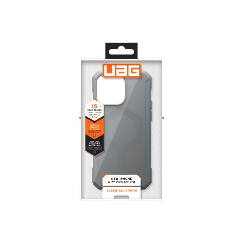 UAG iPhone 15 PRO MAX Essential Armour Case with MagSafe - Silver - Image 4