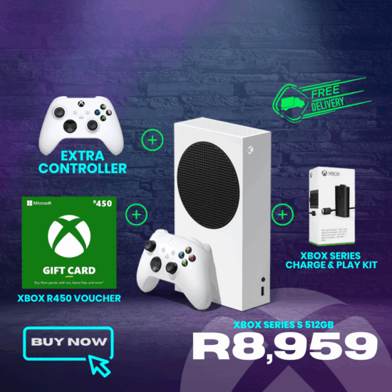 Combo Deal - Xbox Series S 512GB White with Xbox Wireless Controller (Carbon Black) and Xbox Series Play & Charge Kit (XBS) - Microsoft Xbox 450 ZAR ESD ZA Voucher